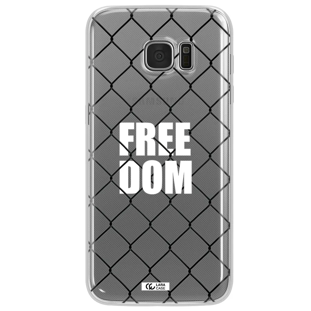 a close-up of a chain link fence Samsung S7 Edge Clear TPU Case