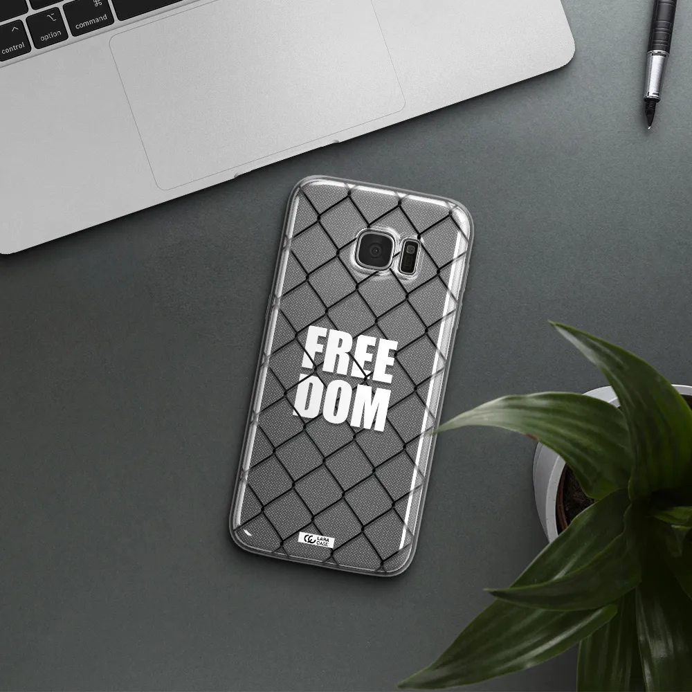 a close-up of a chain link fence Samsung S7 Edge Clear TPU Case