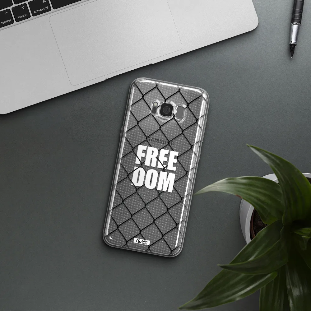 a close-up of a chain link fence Samsung S8 Clear TPU Case