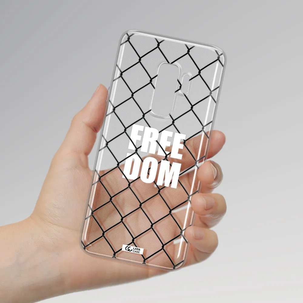 a close-up of a chain link fence Samsung S9 Plus Clear TPU Case