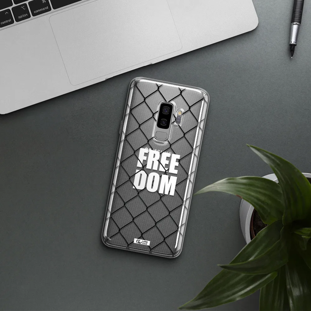 a close-up of a chain link fence Samsung S9 Plus Clear TPU Case