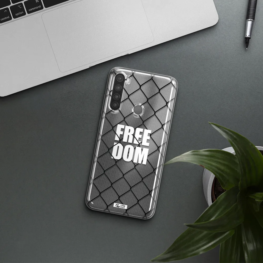 a close-up of a chain link fence Xiaomi Note 8 Clear TPU Case