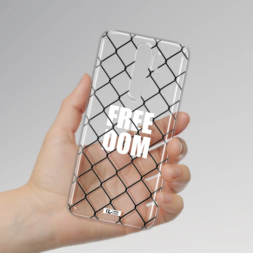 a close-up of a chain link fence Xiaomi Note 8 Pro Clear TPU Case