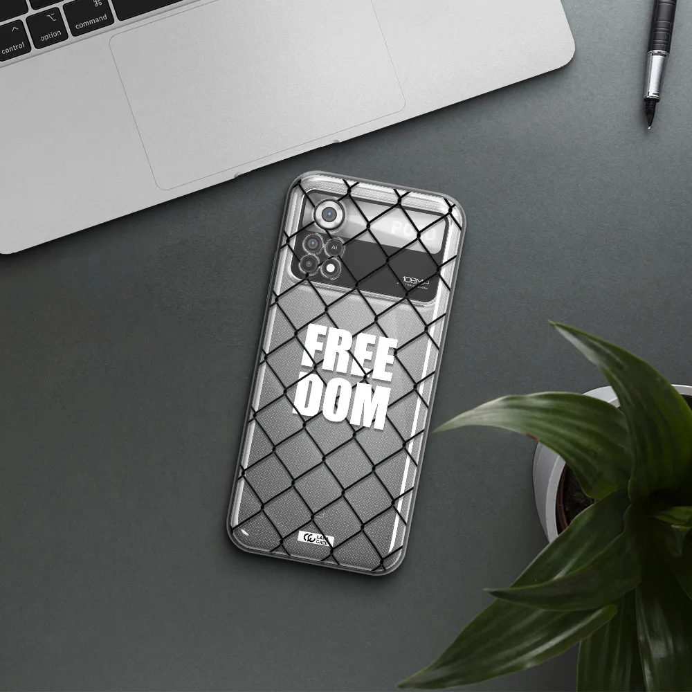a close-up of a chain link fence Xiaomi Poco X4 Pro Clear TPU Case