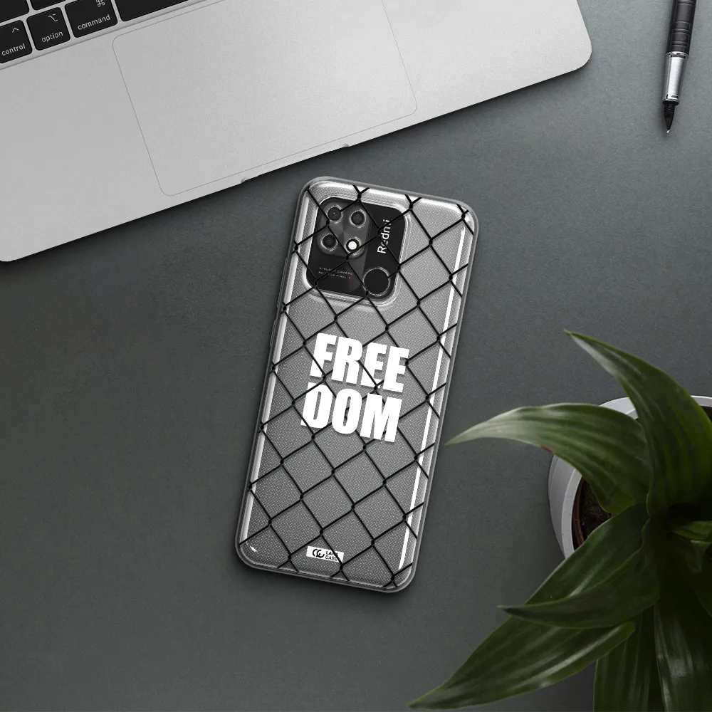 a close-up of a chain link fence Xiaomi Redmi 10C Clear TPU Case