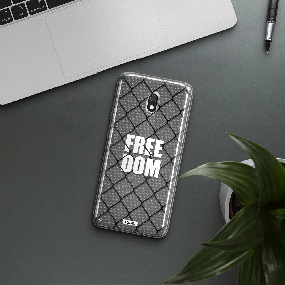 a close-up of a chain link fence Xiaomi Redmi 8A Clear TPU Case