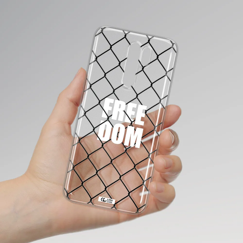 a close-up of a chain link fence Xiaomi Redmi 9 Clear TPU Case