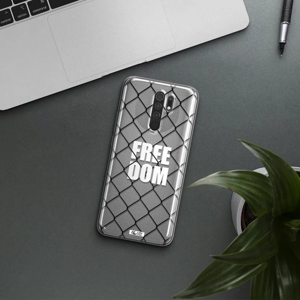 a close-up of a chain link fence Xiaomi Redmi 9 Clear TPU Case