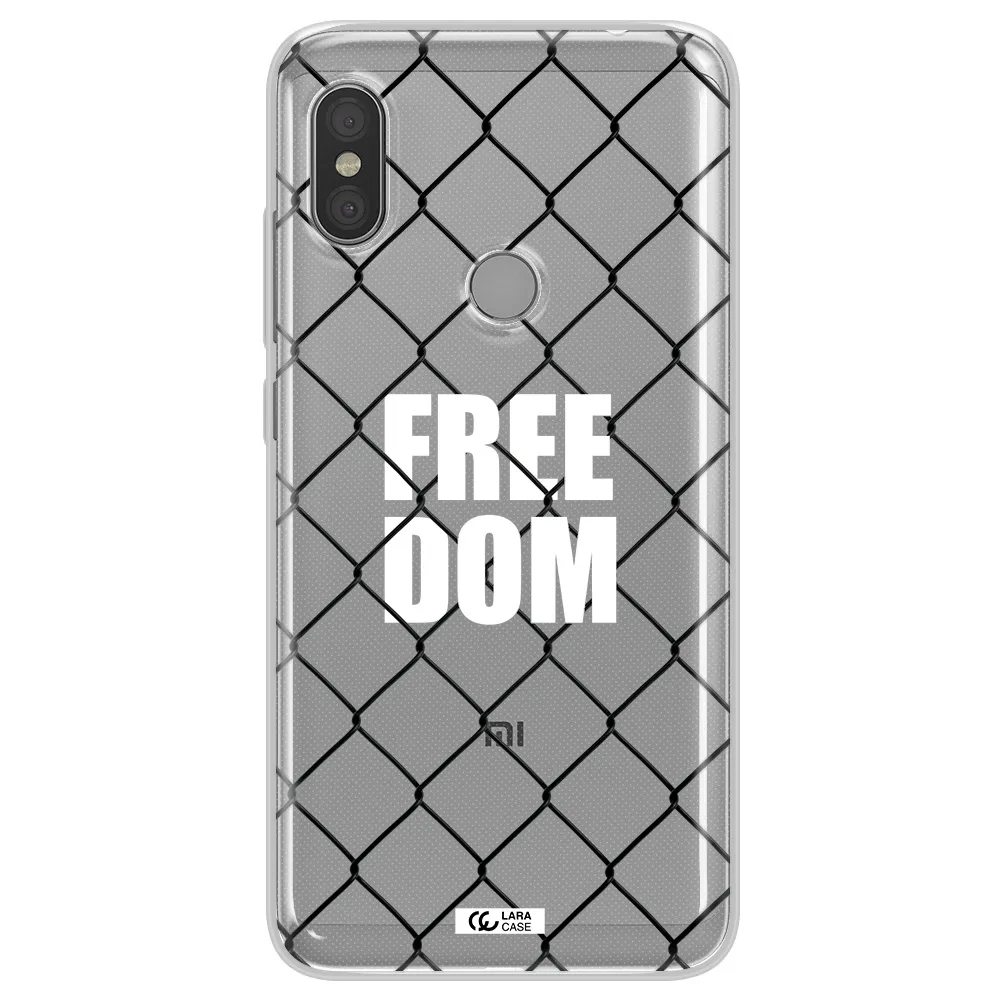 a close-up of a chain link fence Xiaomi Redmi Note 6 Pro Clear TPU Case