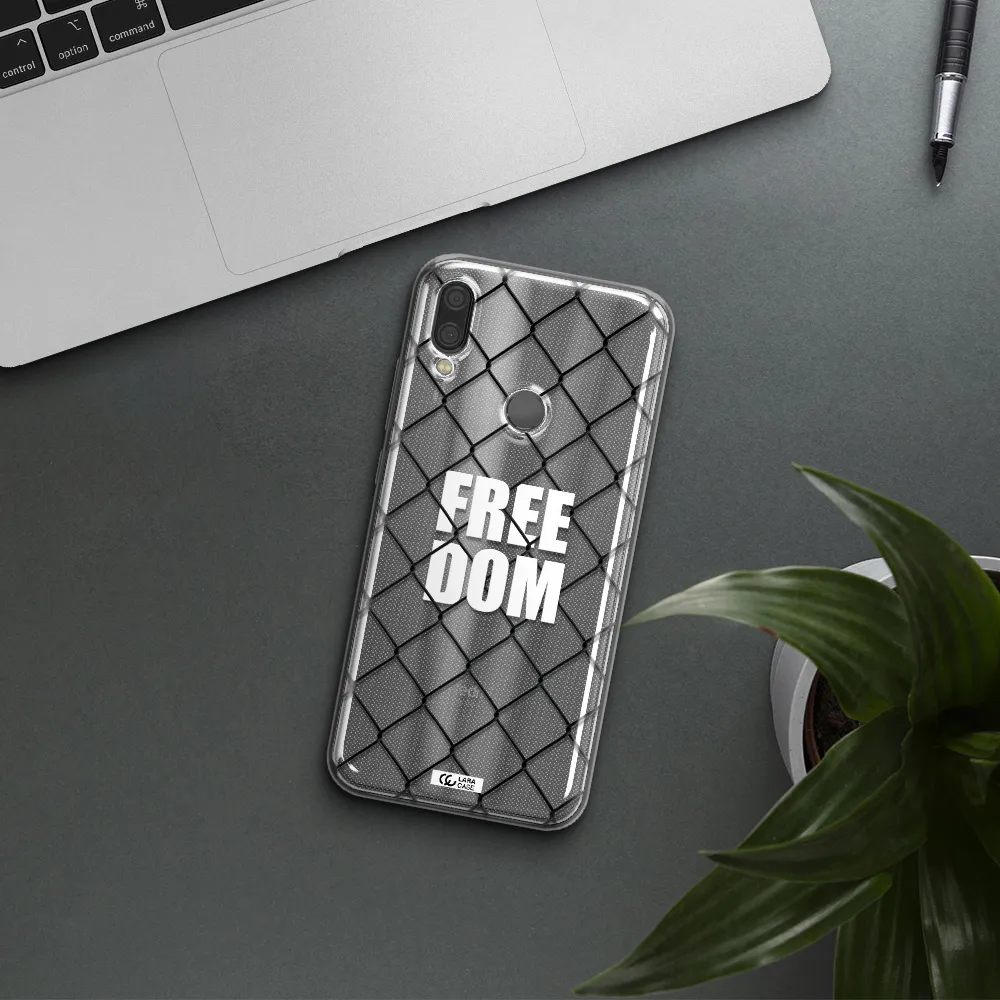 a close-up of a chain link fence Xiaomi Redmi Note 7 Clear TPU Case