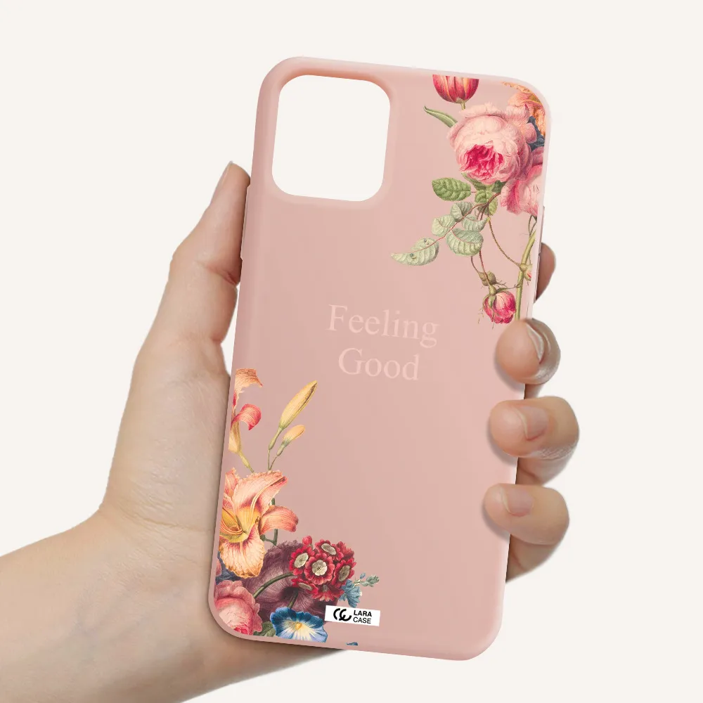 a close-up of flowers Apple iPhone 11 pro max Silicone pastel pink Case
