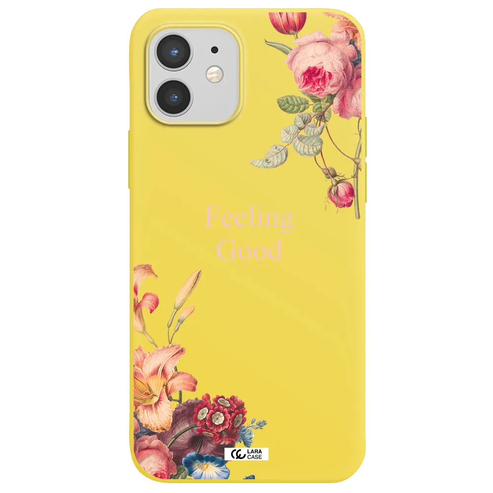a close-up of flowers Apple iPhone 12 mini Silicone canary yellow Case