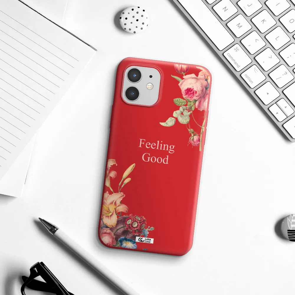 a close-up of flowers Apple iPhone 12 mini Silicone Imperial Red Case
