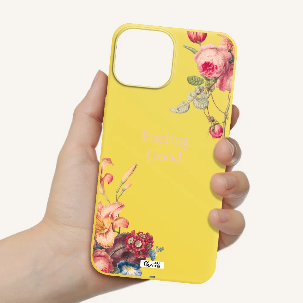 a close-up of flowers Apple iPhone 13 mini Silicone canary yellow Case