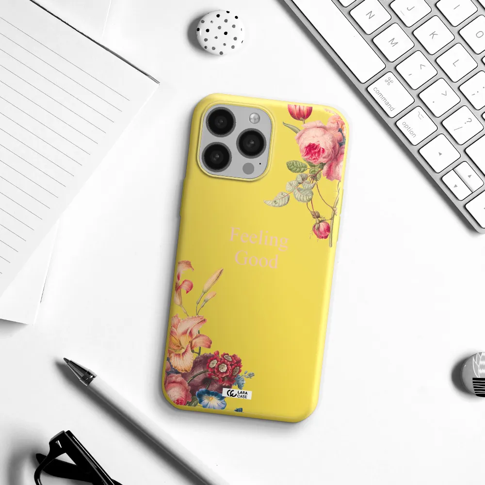 a close-up of flowers Apple iPhone 13 Pro Silicone canary yellow Case