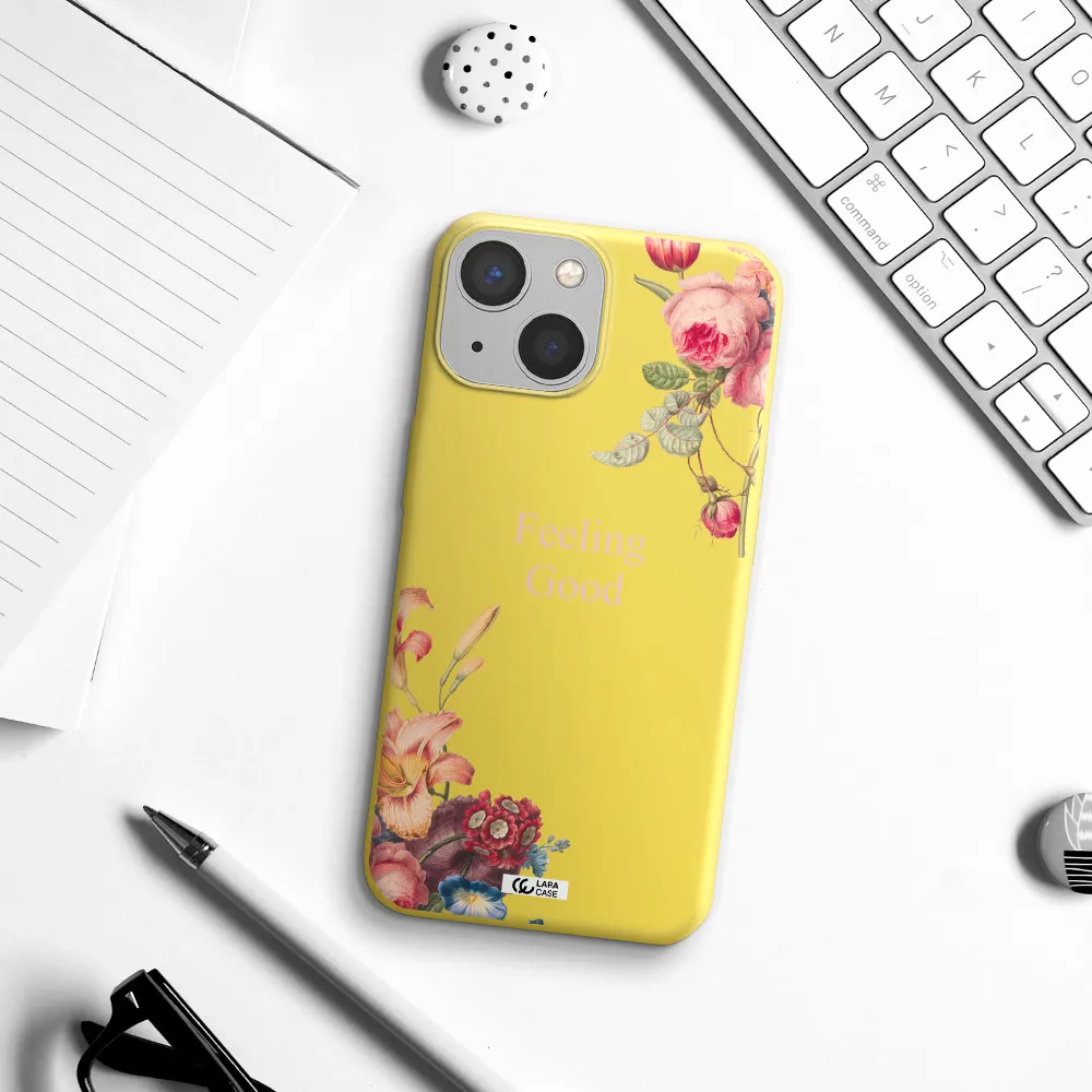 a close-up of flowers Apple iPhone 13 Silicone canary yellow Case