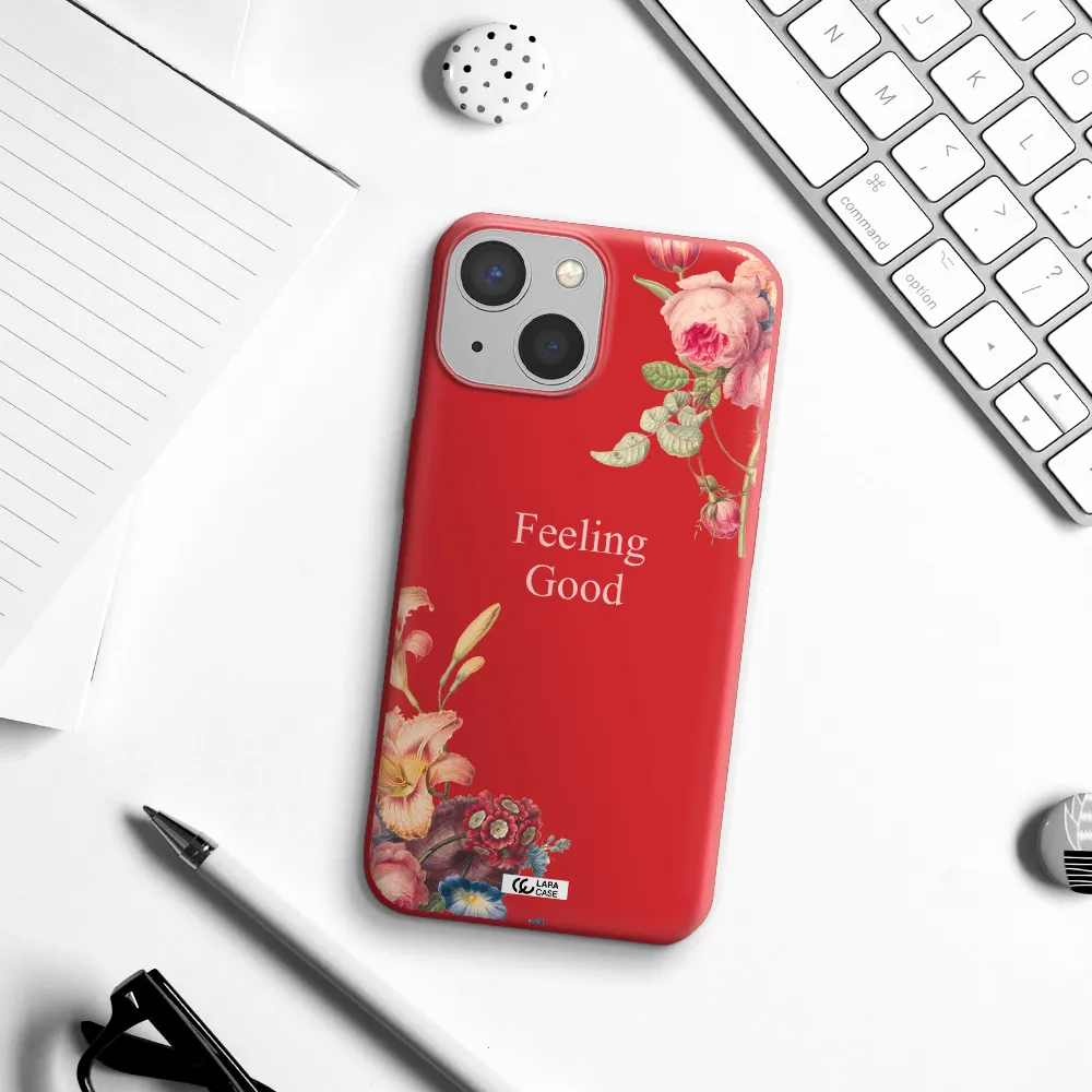 a close-up of flowers Apple iPhone 13 Silicone Imperial Red Case