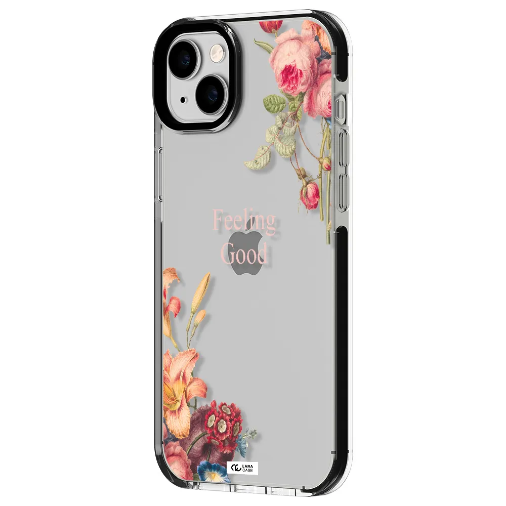 a close-up of flowers Apple iPhone 14 plus impact black border Case