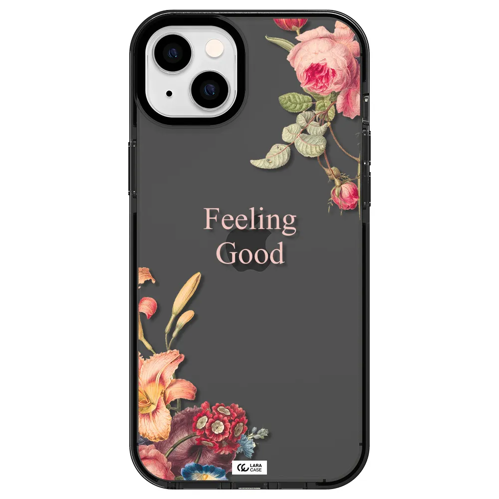 a close-up of flowers Apple iPhone 14 plus impact Smoke Black Case