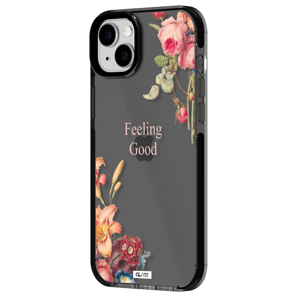a close-up of flowers Apple iPhone 14 plus impact Smoke Black Case