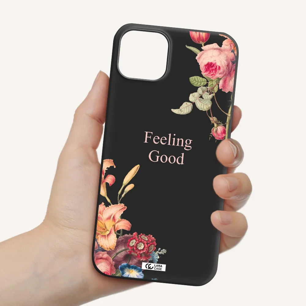 a close-up of flowers Apple iPhone 14 plus Silicone black Case