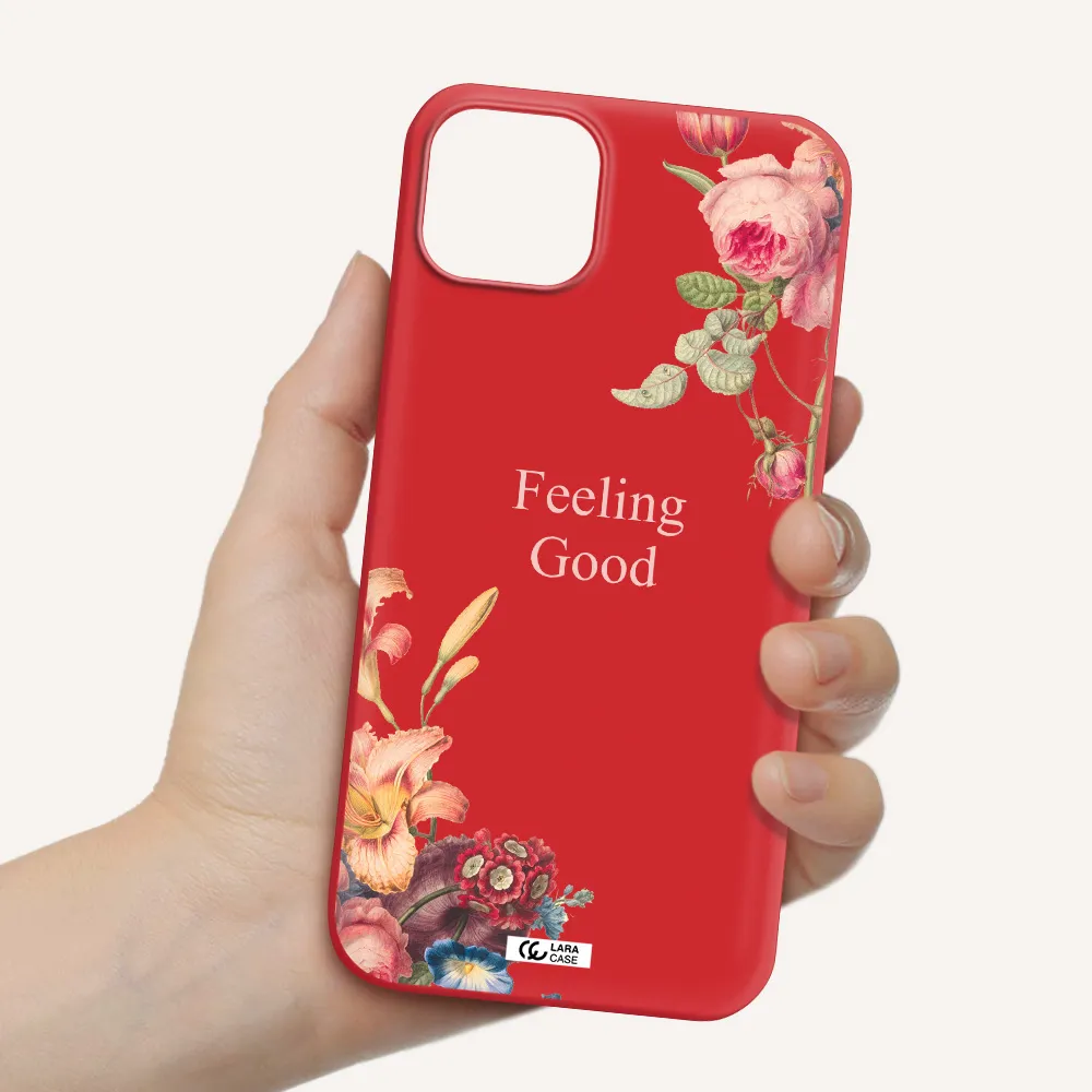 a close-up of flowers Apple iPhone 14 plus Silicone Imperial Red Case