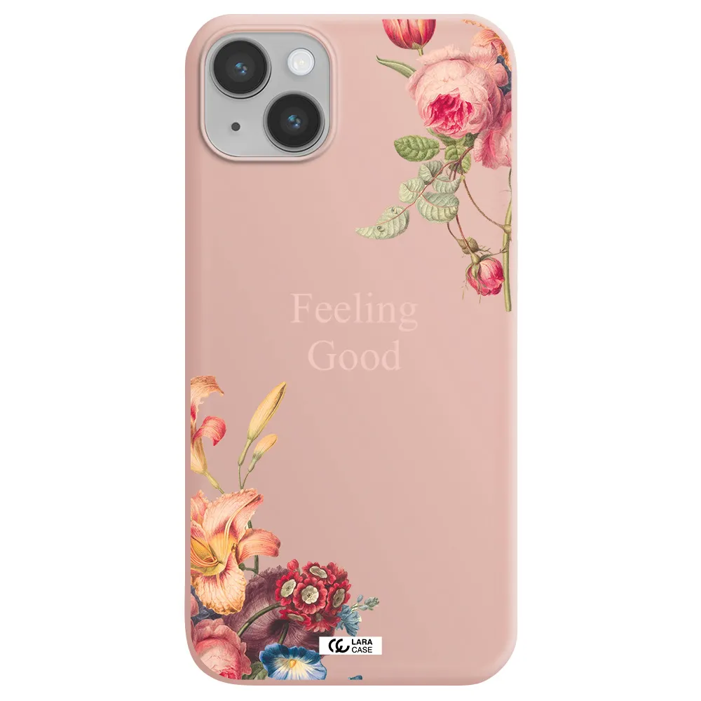 a close-up of flowers Apple iPhone 14 plus Silicone pastel pink Case