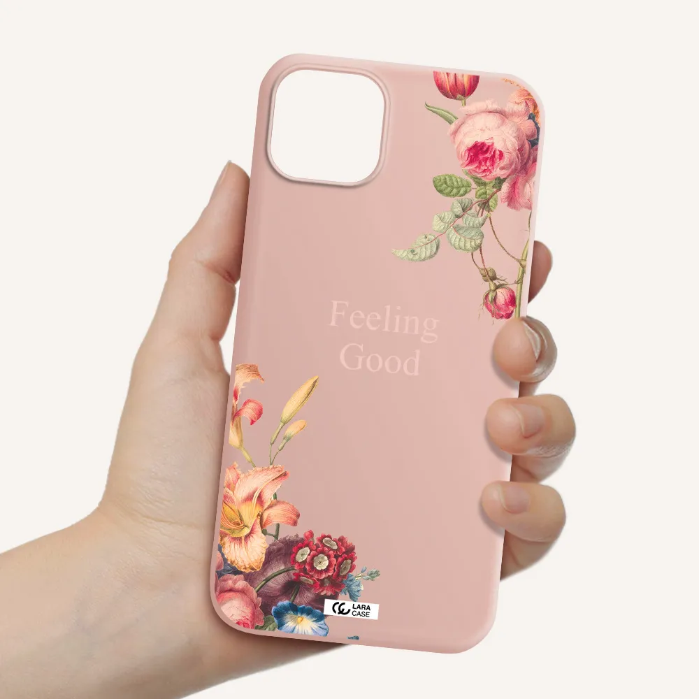 a close-up of flowers Apple iPhone 14 plus Silicone pastel pink Case