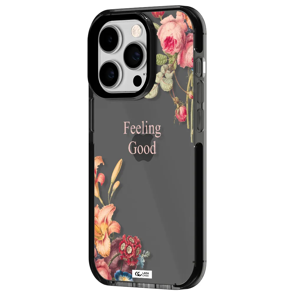 a close-up of flowers Apple iPhone 14 pro impact Smoke Black Case