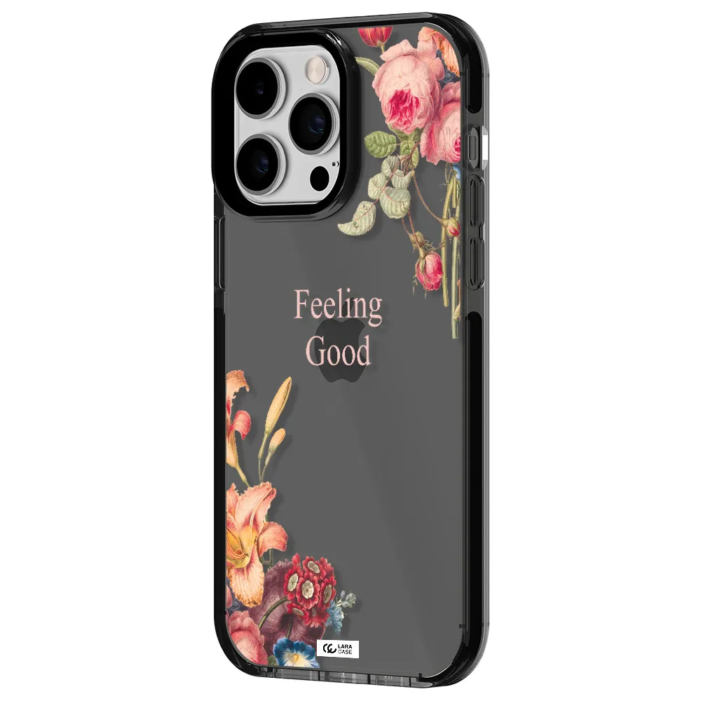 a close-up of flowers Apple iPhone 14 pro max impact Smoke Black Case