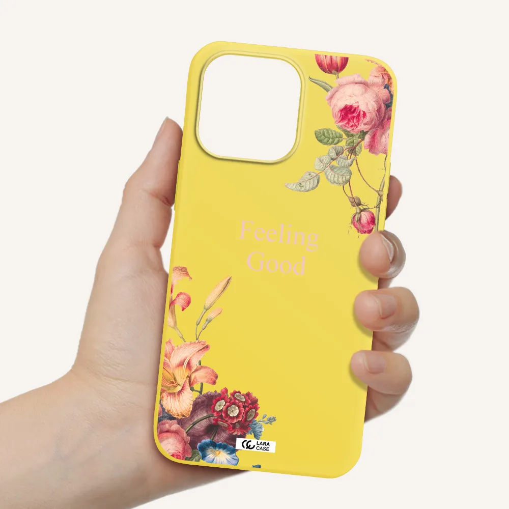 a close-up of flowers Apple iPhone 14 pro max Silicone canary yellow Case