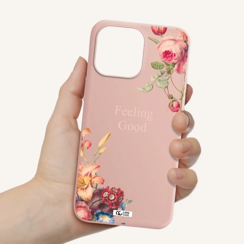 a close-up of flowers Apple iPhone 14 pro max Silicone pastel pink Case