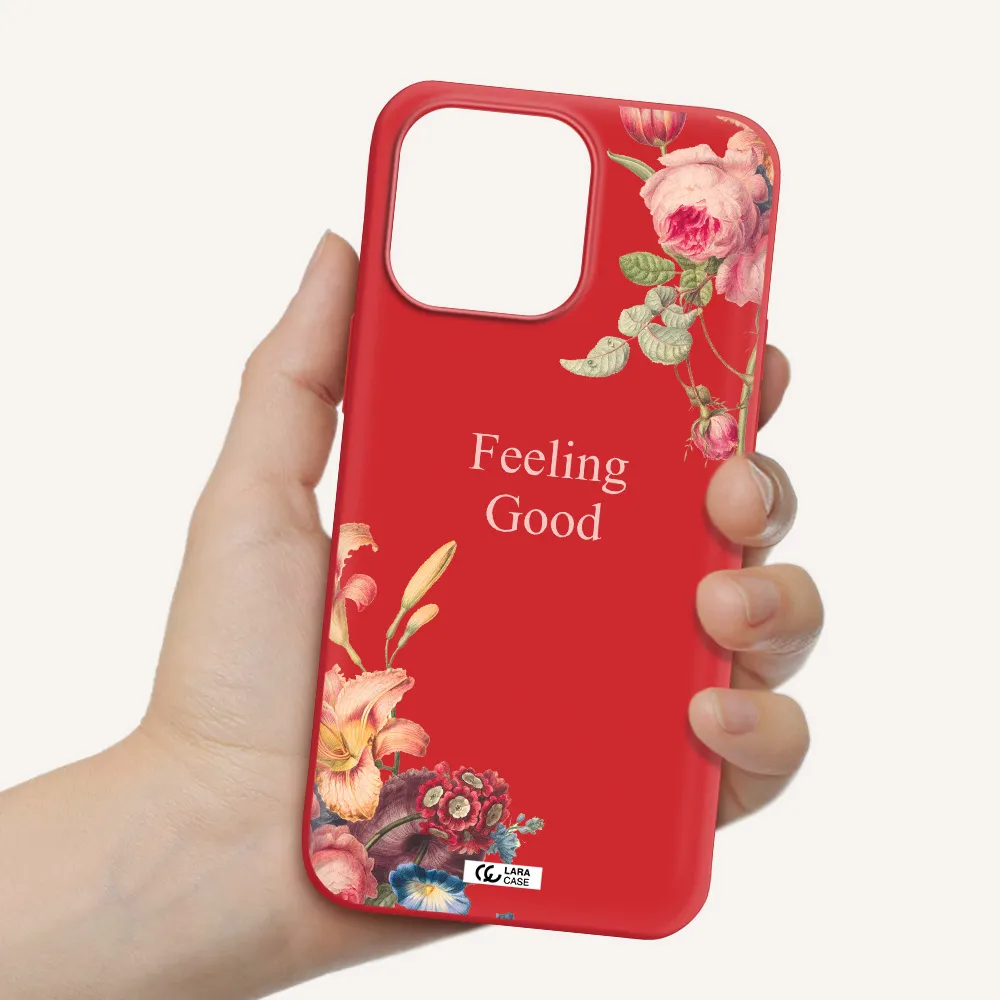 a close-up of flowers Apple iPhone 14 pro Silicone Imperial Red Case