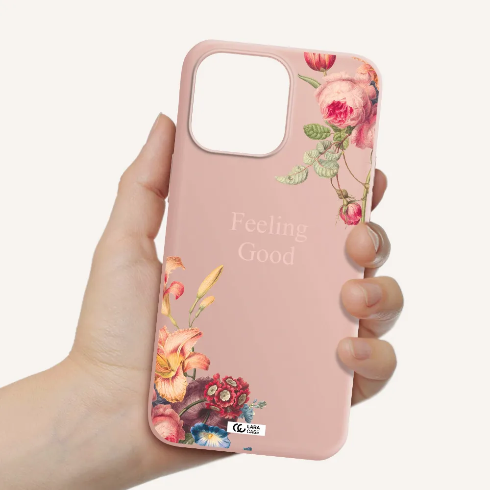 a close-up of flowers Apple iPhone 14 pro Silicone pastel pink Case