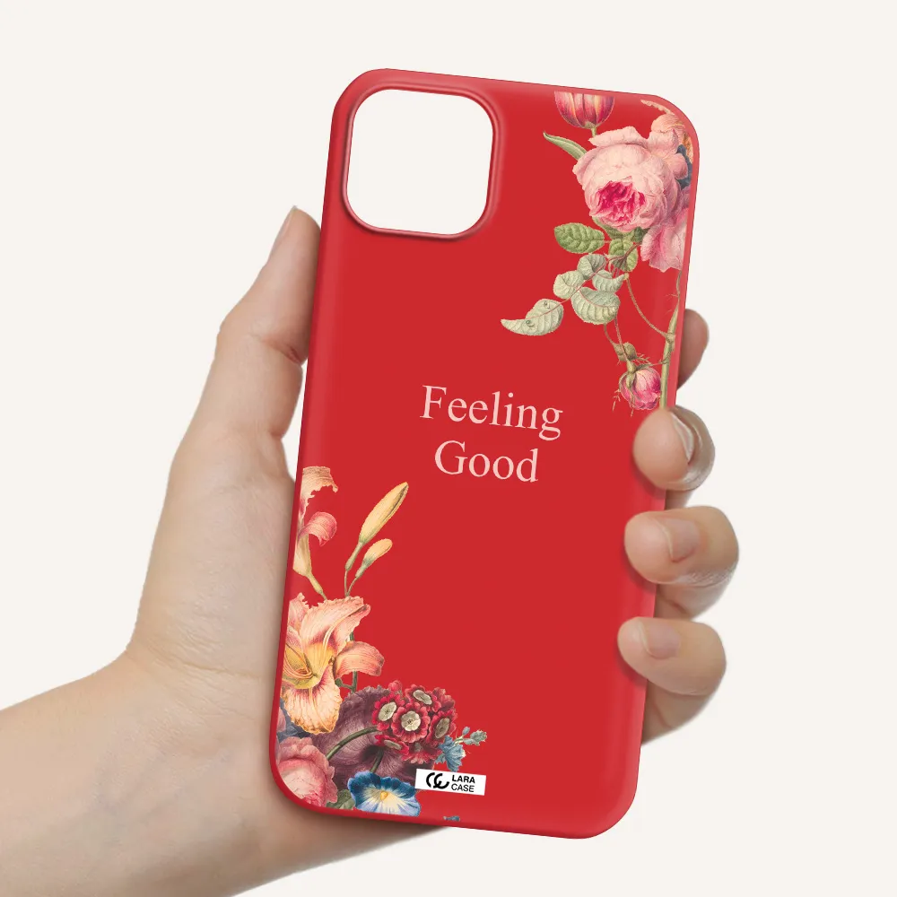 a close-up of flowers Apple iPhone 14 Silicone Imperial Red Case