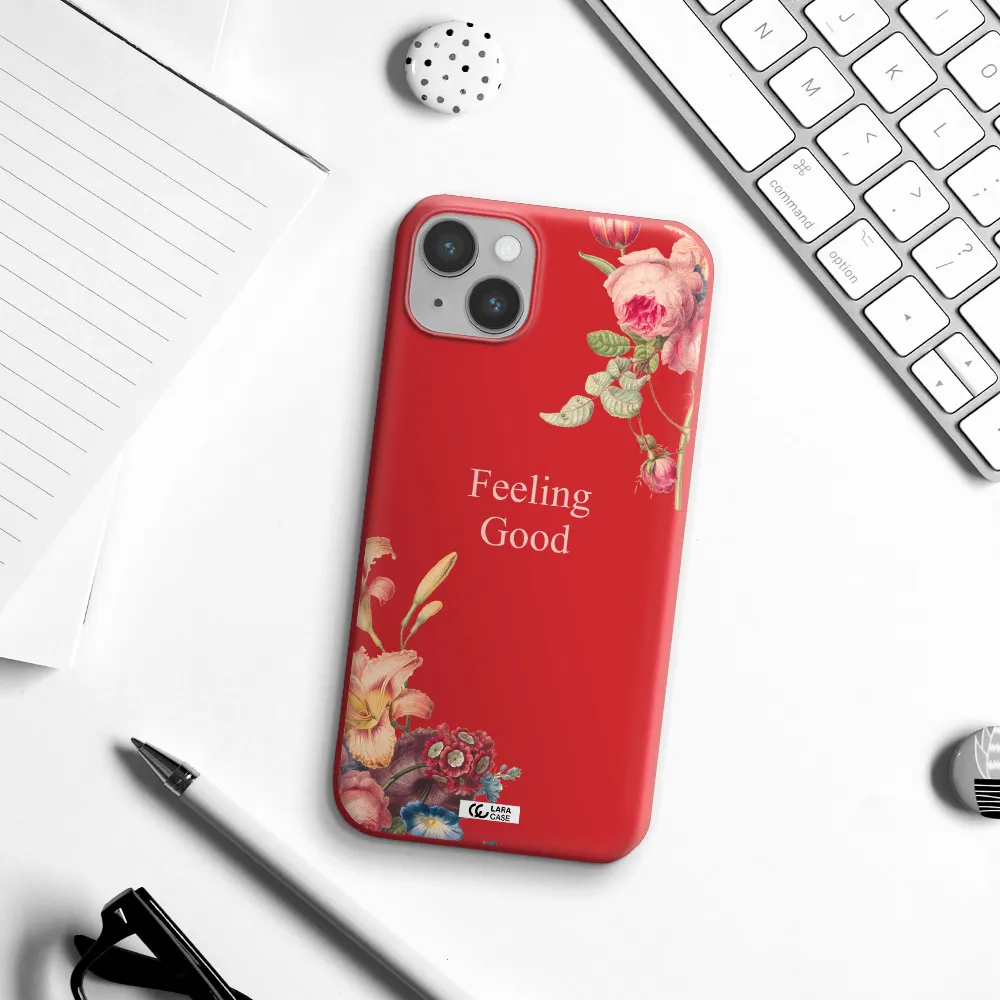 a close-up of flowers Apple iPhone 14 Silicone Imperial Red Case