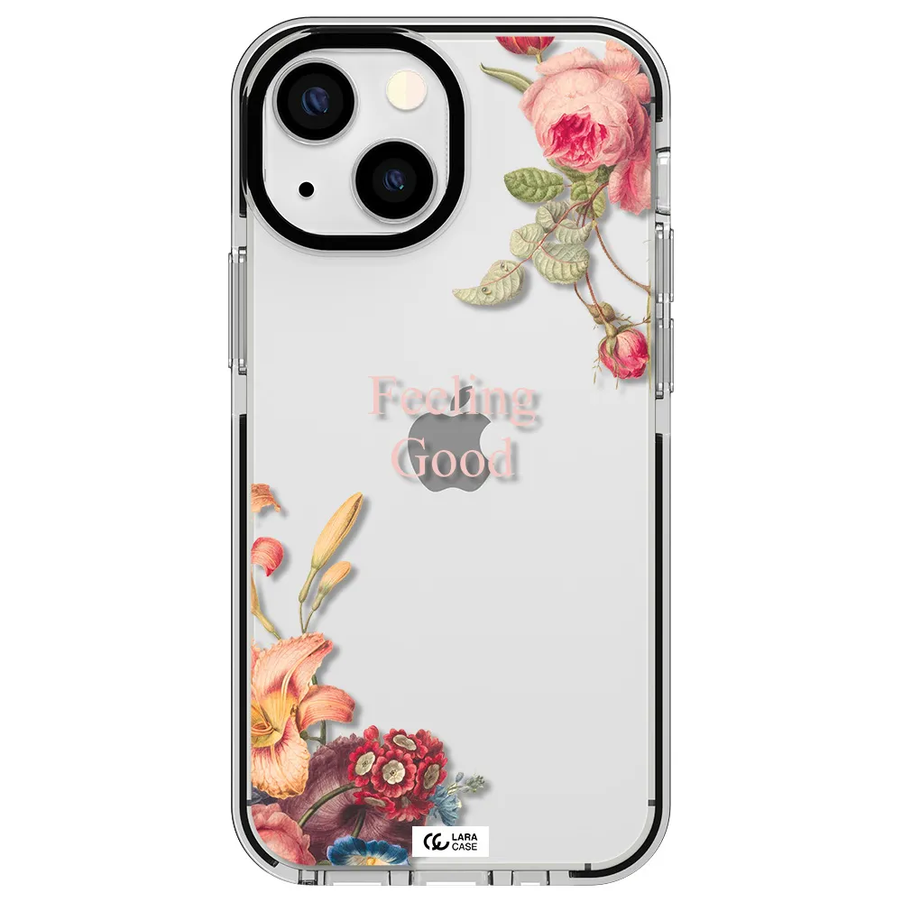 a close-up of flowers Apple iPhone 15 impact black border Case