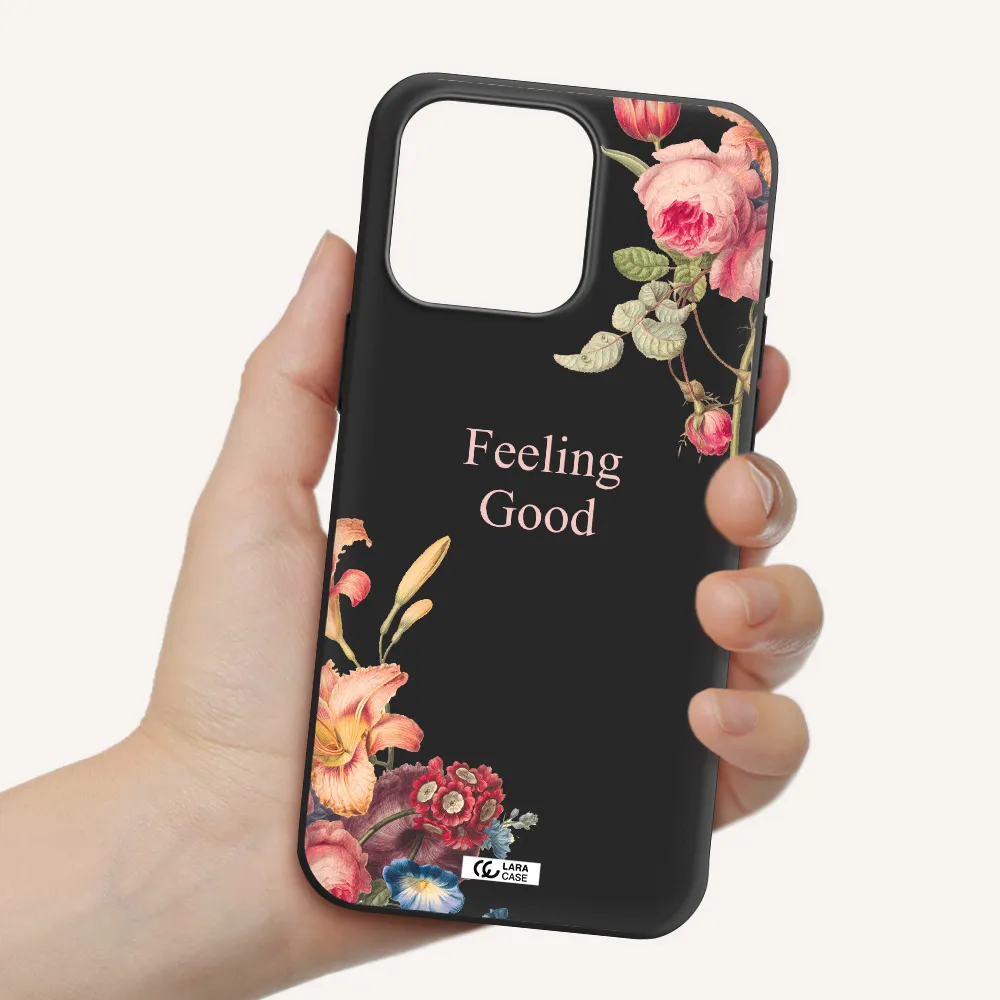 a close-up of flowers Apple Iphone 15 Pro max Silicone black Case