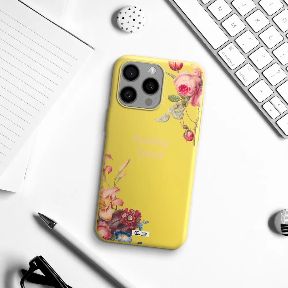a close-up of flowers Apple Iphone 15 Pro max Silicone canary yellow Case