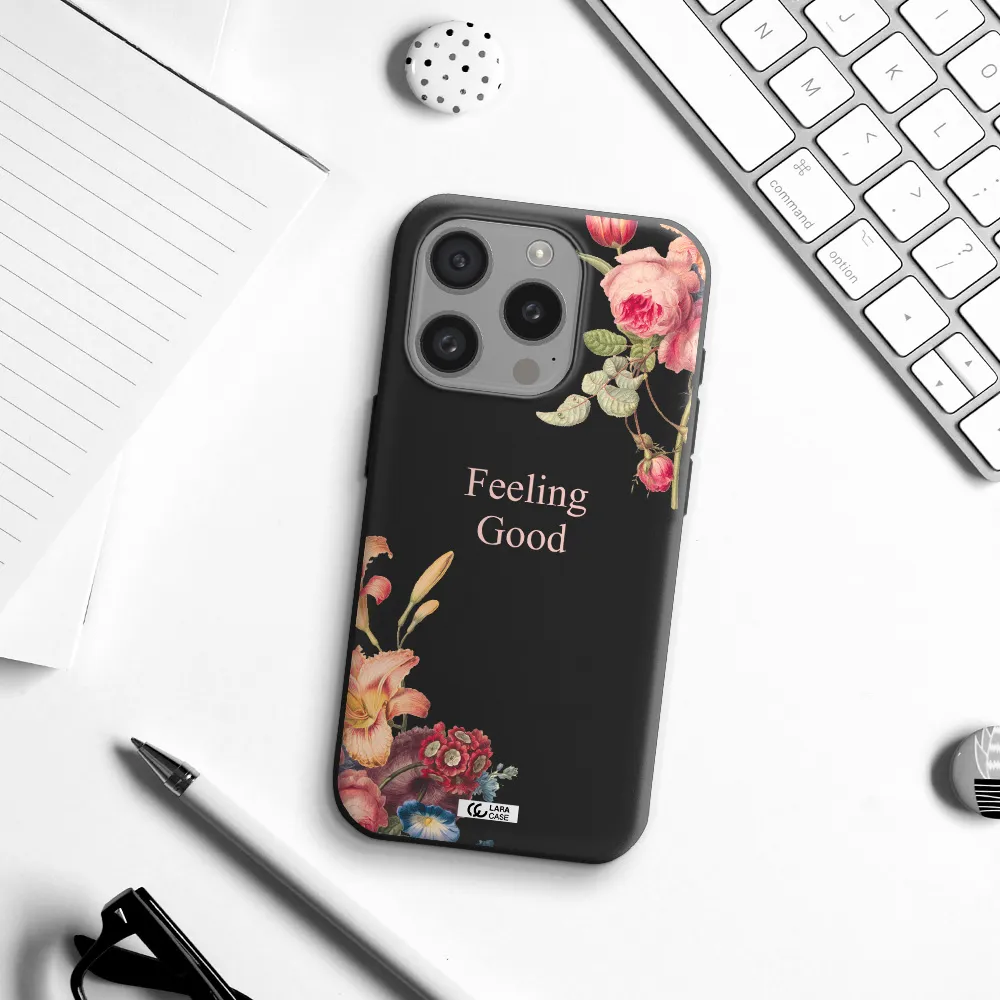 A Close-Up Of Flowers Apple Iphone 15 Pro Silicone Black Case