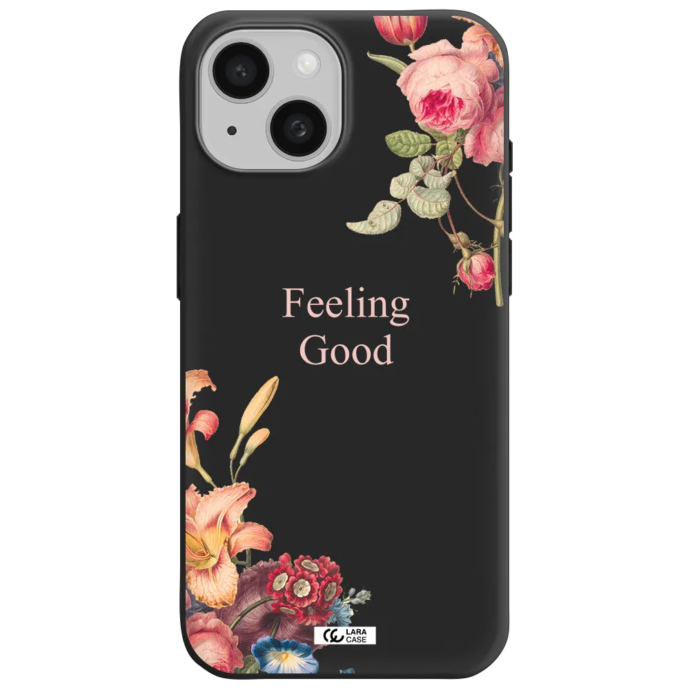 a close-up of flowers Apple iPhone 15 Silicone black Case