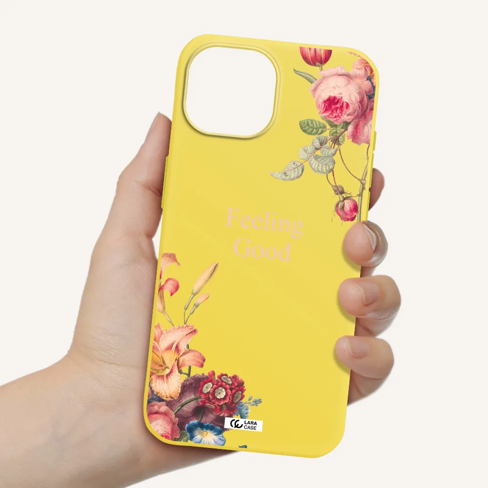 a close-up of flowers Apple iPhone 15 Silicone canary yellow Case