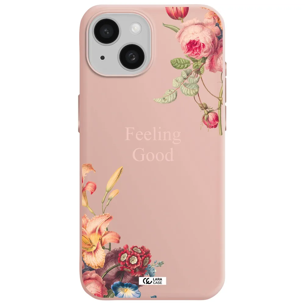 A Close-Up Of Flowers Apple Iphone 15 Silicone Pastel Pink Case