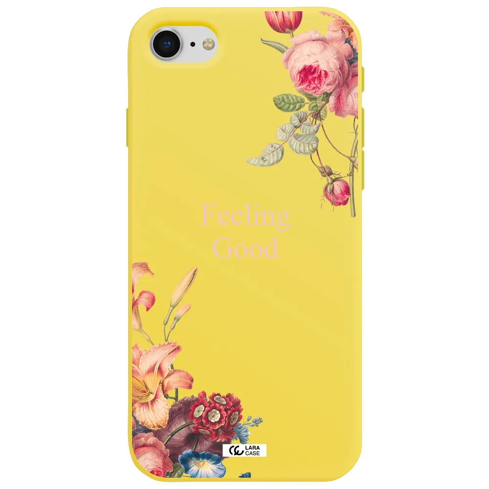 a close-up of flowers Apple iPhone se 2020 Silicone canary yellow Case