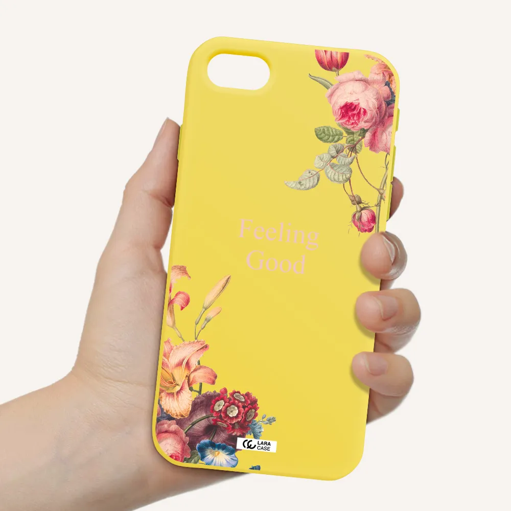 a close-up of flowers Apple iPhone se 2020 Silicone canary yellow Case