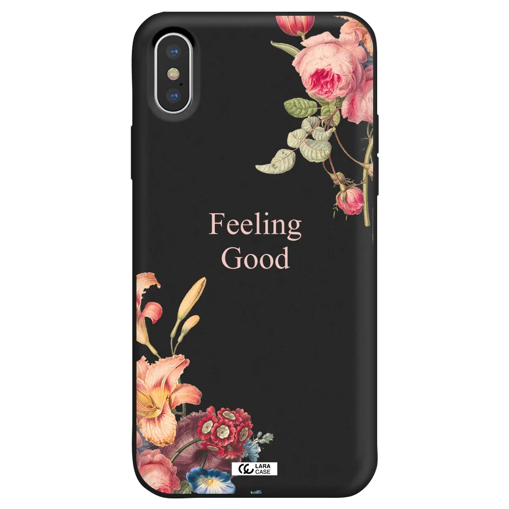 a close-up of flowers Apple iPhone X Silicone black Case