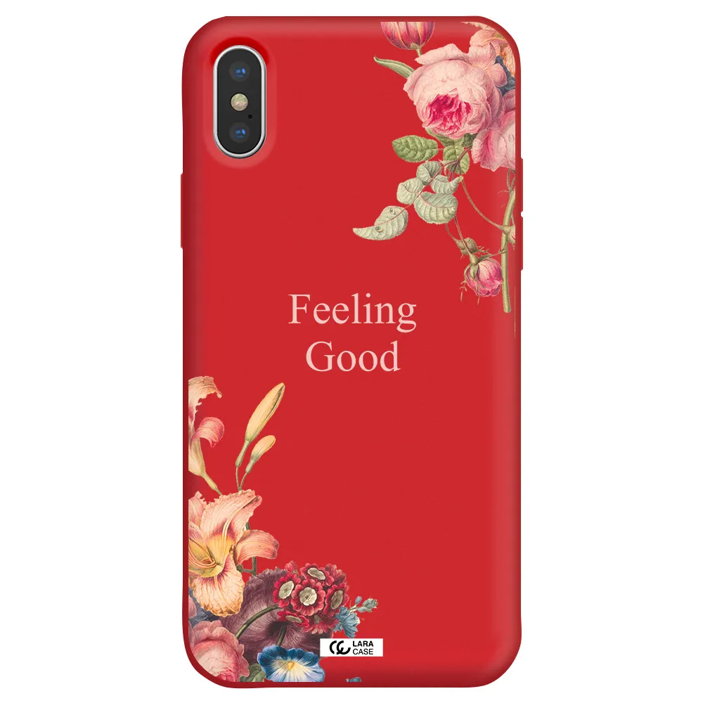 a close-up of flowers Apple iPhone X Silicone Imperial Red Case