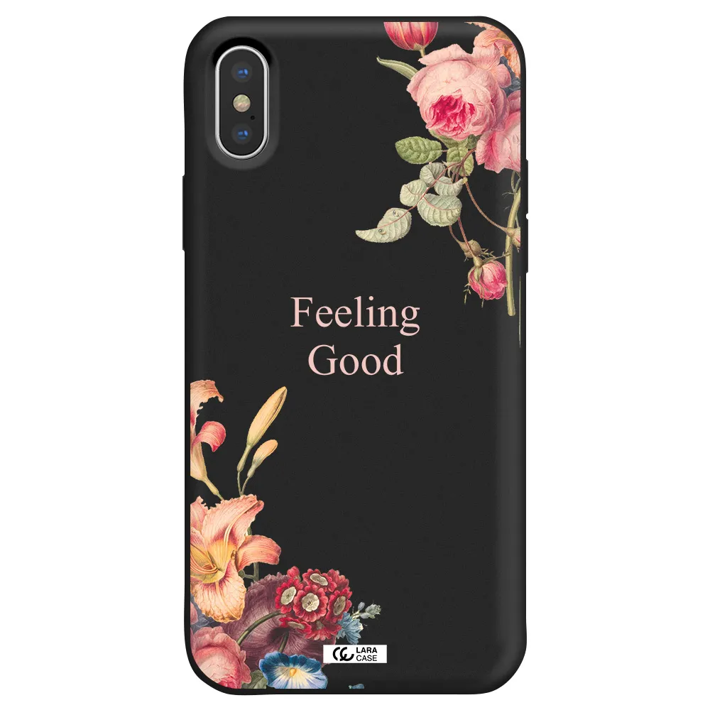 a close-up of flowers Apple iPhone XS Silicone black Case