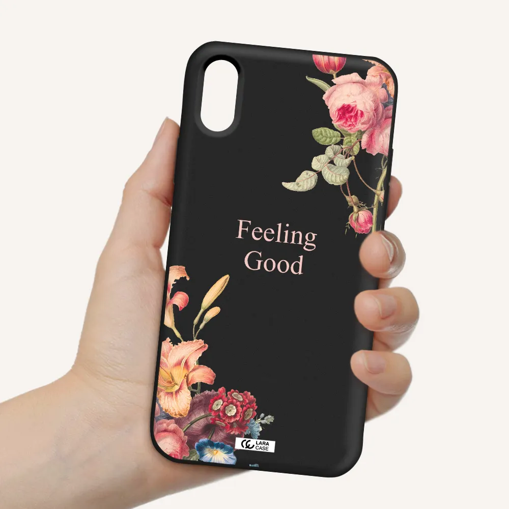 a close-up of flowers Apple iPhone XS Silicone black Case