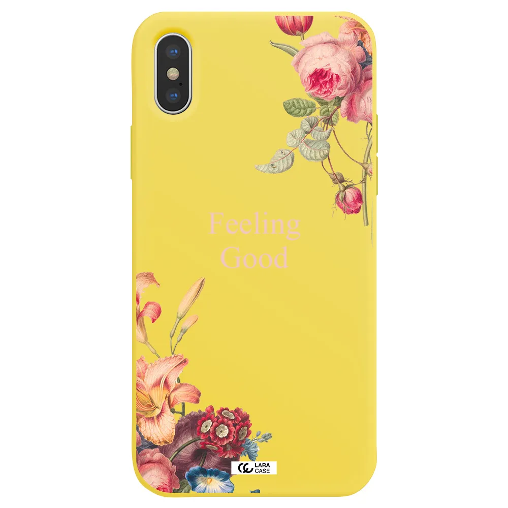 a close-up of flowers Apple iPhone XS Silicone canary yellow Case